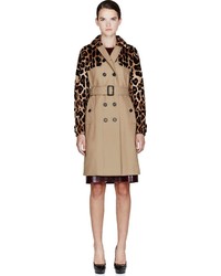 Manteau imprimé léopard marron clair Burberry