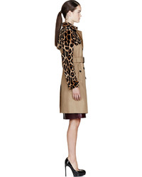 Manteau imprimé léopard marron clair Burberry