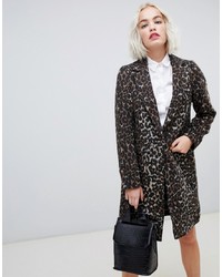Manteau imprimé léopard marron foncé New Look