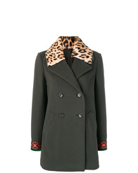 Manteau imprimé léopard vert foncé