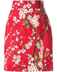 Minijupe à fleurs rouge Dolce & Gabbana