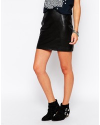 Minijupe en cuir noire Asos