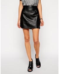 Minijupe en cuir noire Asos