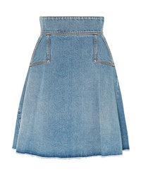 Minijupe en denim plissée bleu clair