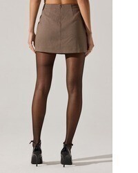 Minijupe en pied-de-poule marron