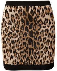 Minijupe imprimée léopard marron clair