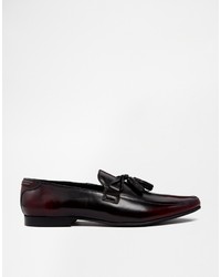 Mocassins à pampilles en cuir bordeaux Asos