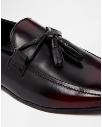 Mocassins à pampilles en cuir bordeaux Asos