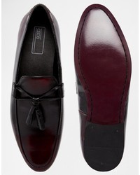 Mocassins à pampilles en cuir bordeaux Asos