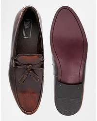 Mocassins à pampilles en cuir bordeaux Asos