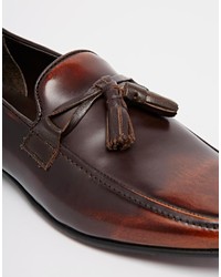 Mocassins à pampilles en cuir bordeaux Asos