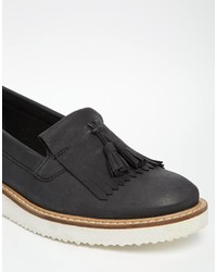 Mocassins à pampilles en cuir noirs Asos