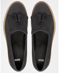 Mocassins à pampilles en cuir noirs Asos