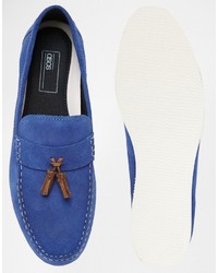 Mocassins à pampilles en daim bleu marine Asos