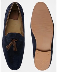 Mocassins à pampilles en daim bleu marine Asos