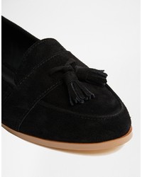 Mocassins à pampilles en daim noirs Asos