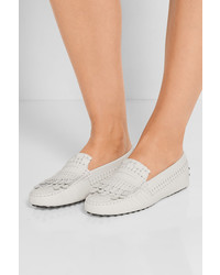 Mocassins en cuir à franges blancs Tod's