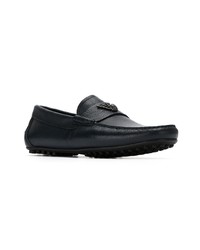 Mocassins en cuir bleu marine Emporio Armani