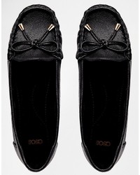 Mocassins en cuir noirs Asos