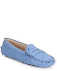 Mocassins en daim bleu clair