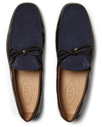 Mocassins en daim bleu marine Tod's