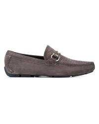 Mocassins en daim gris foncé Salvatore Ferragamo