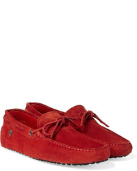 Mocassins en daim rouges Tod's