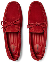 Mocassins en daim rouges Tod's