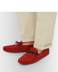 Mocassins en daim rouges Tod's