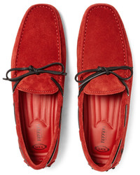 Mocassins en daim rouges Tod's