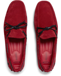 Mocassins en daim rouges Tod's