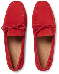 Mocassins en daim rouges Tod's