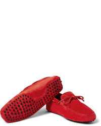 Mocassins en daim rouges Tod's