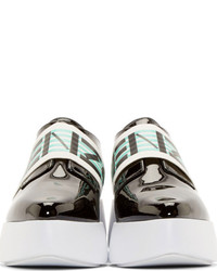 Mocassins plateforme en cuir noirs et blancs Kenzo