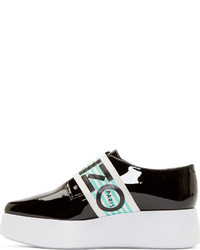 Mocassins plateforme en cuir noirs et blancs Kenzo