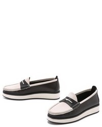 Mocassins plateforme en cuir noirs et blancs Rag and Bone