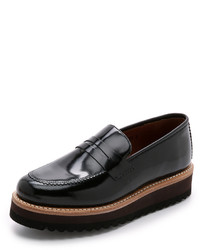 Mocassins plateforme en cuir noirs Grenson