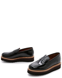 Mocassins plateforme en cuir noirs Grenson