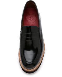 Mocassins plateforme en cuir noirs Grenson