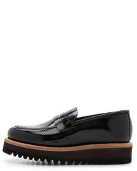 Mocassins plateforme en cuir noirs Grenson