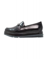 Mocassins plateforme en cuir noirs Tamaris