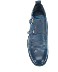 Monks en cuir bleus Officine Creative