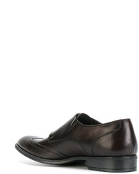 Monks en cuir marron foncé Pollini