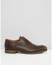 Monks en cuir marron foncé Selected