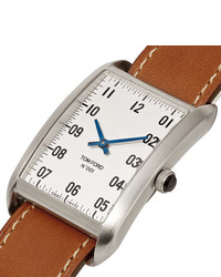 Montre en cuir marron clair Tom Ford Timepieces