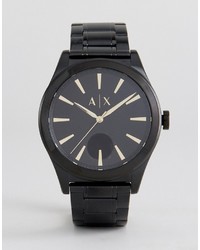 Montre en cuir noire Armani Exchange