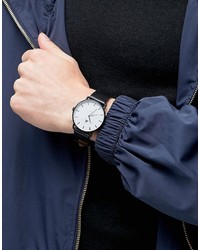 Montre en cuir noire Asos