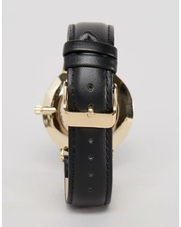 Montre en cuir noire Reclaimed Vintage