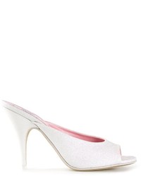 Mules en cuir blanches Moschino