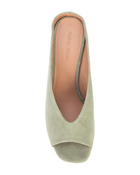 Mules en cuir olive Rachel Comey